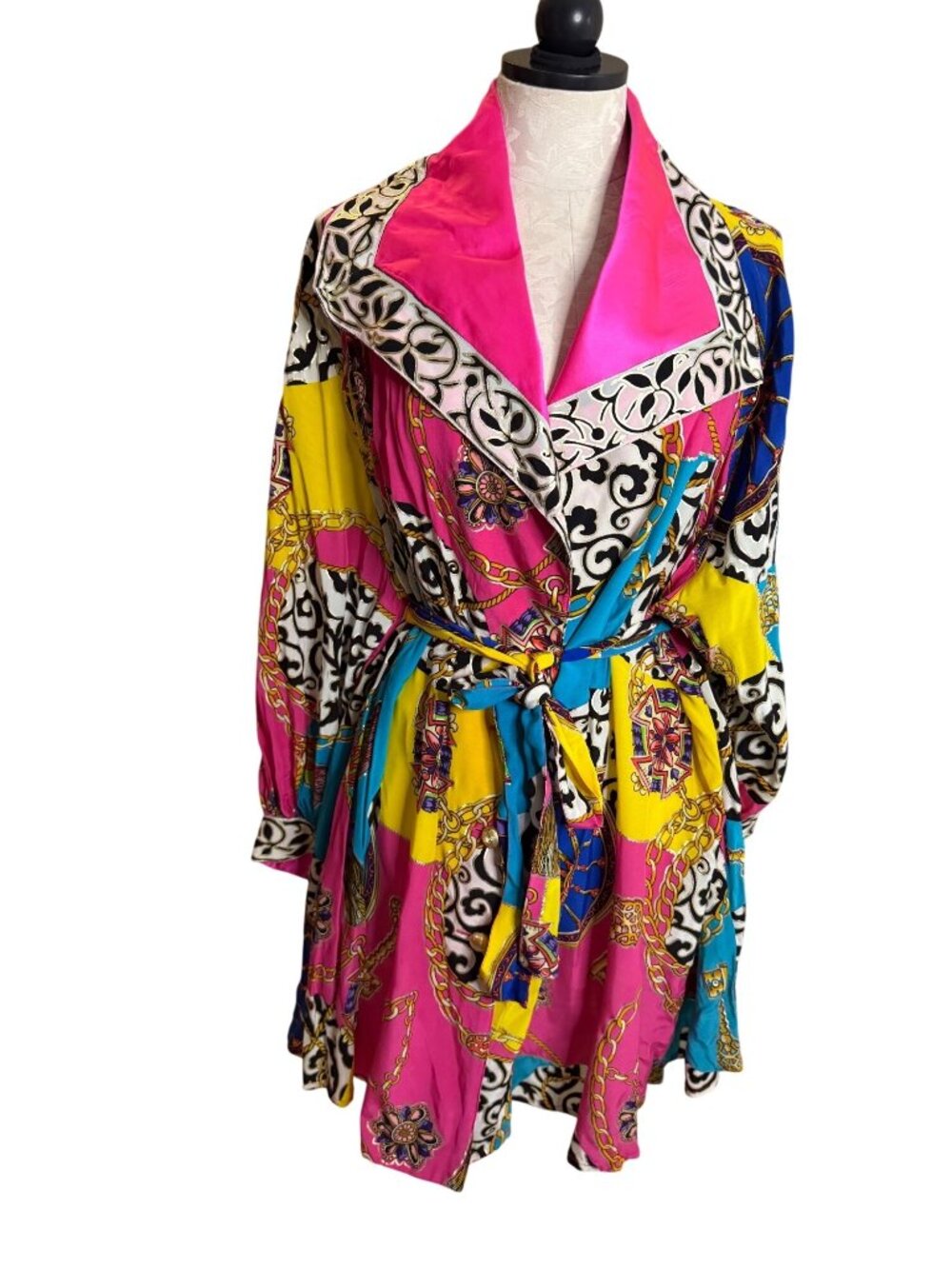Gottex 1990s Womens Baroque Print A-line Mini Dress Size M Multicolor Rare New